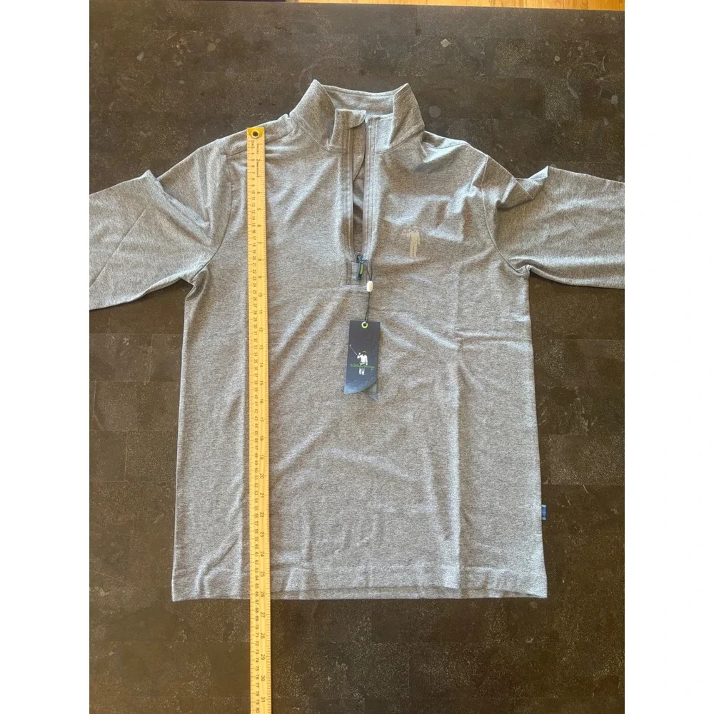 William Murray Golf Mens Small Gray Heathered Quarter Zip Pullover Long Sleeve